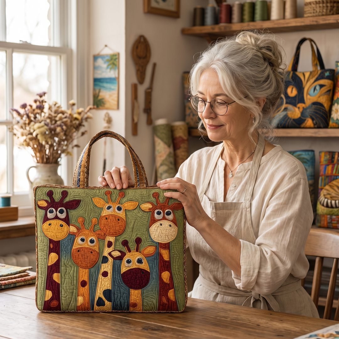 Quilted Tote Bag - Giraffe