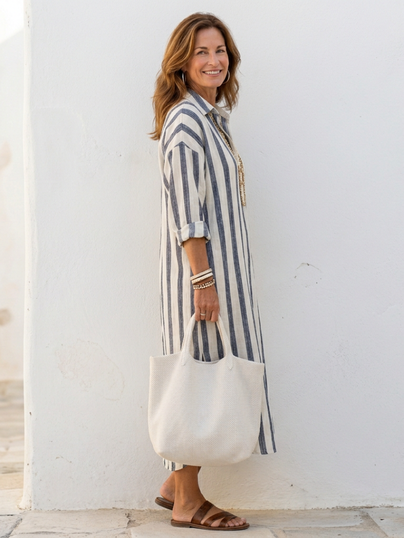 DELACROIX | Naomi Striped Long Shirt Dress
