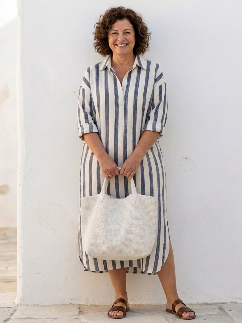 DELACROIX | Naomi Striped Long Shirt Dress