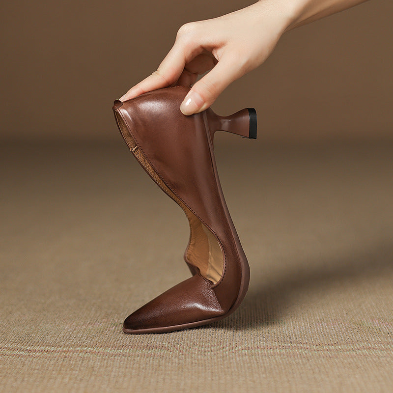 Calenne Leather Kitten Heels Onyx Black
