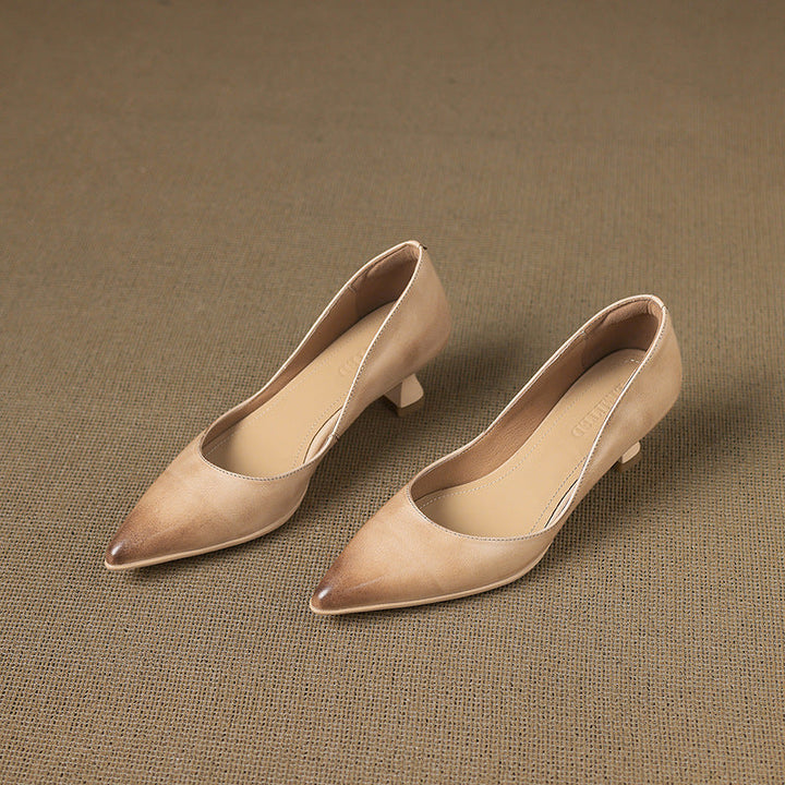 Calenne Leather Kitten Heels Cognac