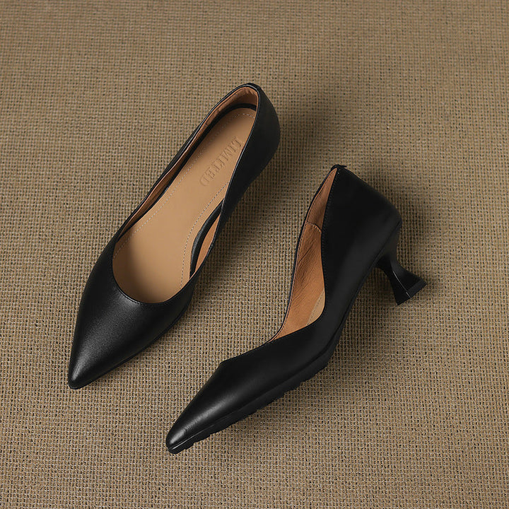 Calenne Leather Kitten Heels Cognac