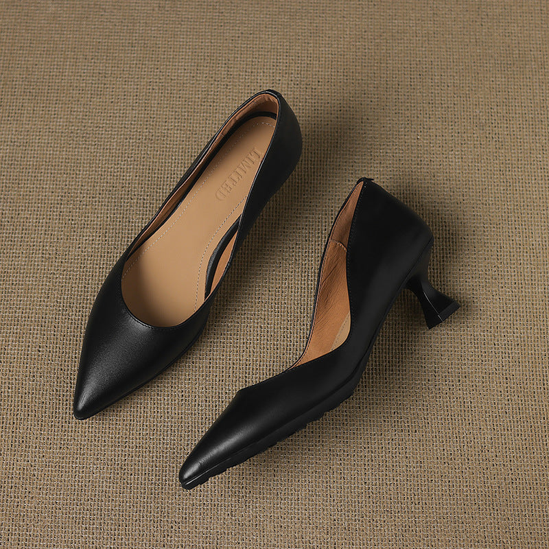 Calenne Leather Kitten Heels Onyx Black