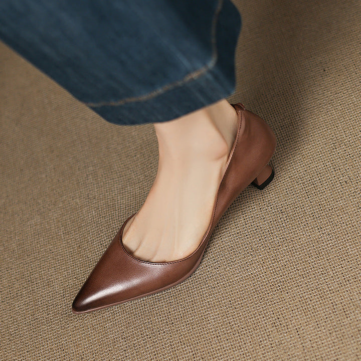 Calenne Leather Kitten Heels Onyx Black