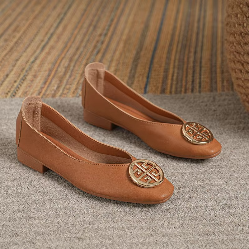 Orchard Leather Flats Brown