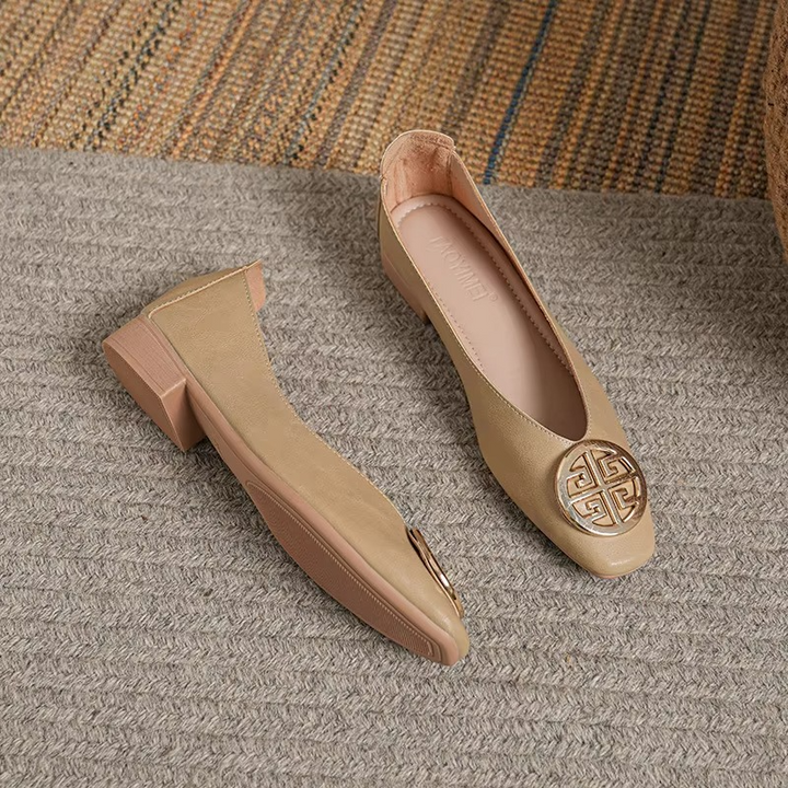 Orchard Leather Flats Black
