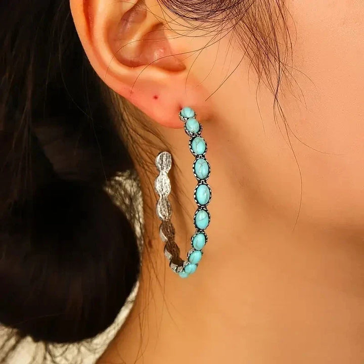 Chic Turquoise Circle Earrings