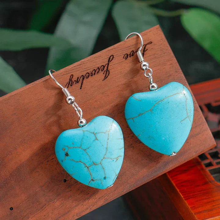 Refined Turquoise Heart Earrings