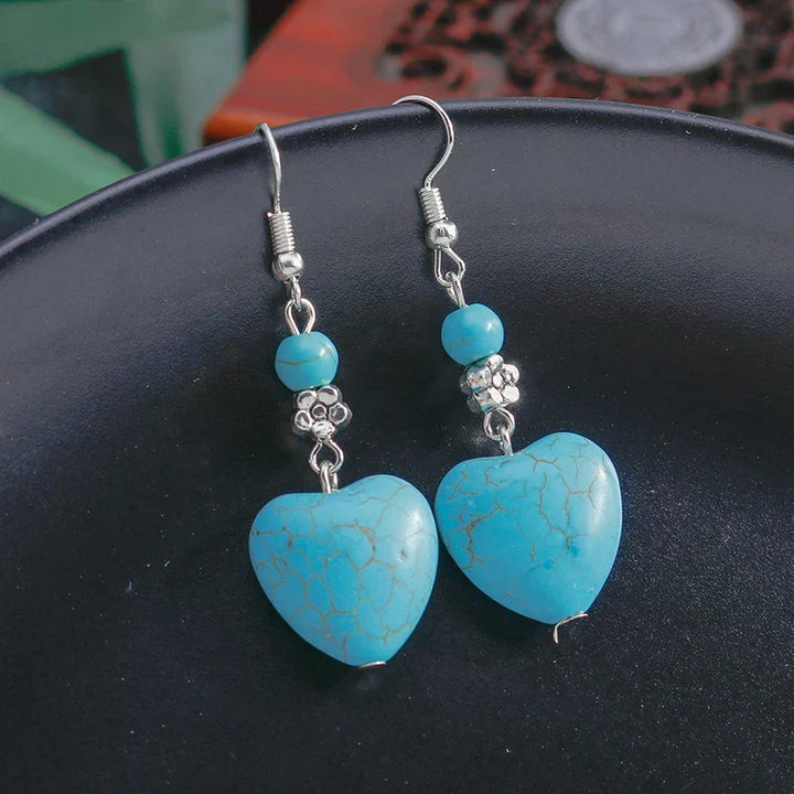 Refined Turquoise Heart Earrings