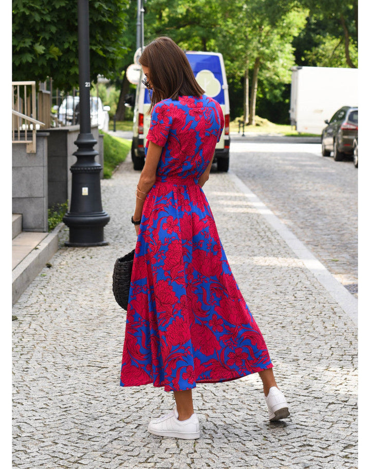 Stylish V-Neck Floral Dress