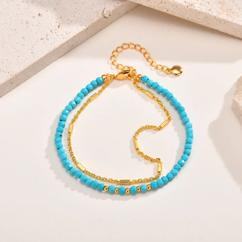 Radiant Gold Turquoise Chain Bracelet