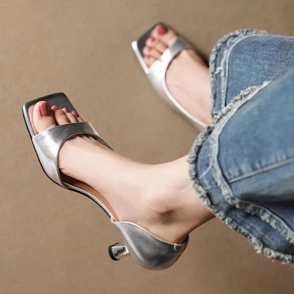 Valenti Leather Heels Black