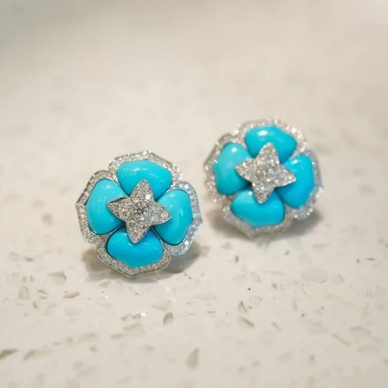 Intimate Turquoise Flower Earrings