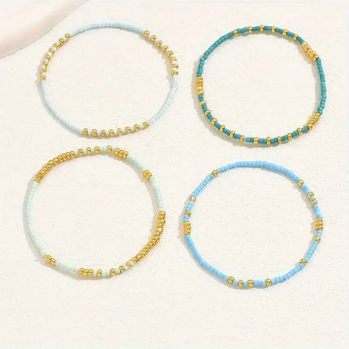 Subtle Turquoise Beaded Bracelet Set