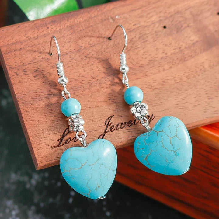 Refined Turquoise Heart Earrings