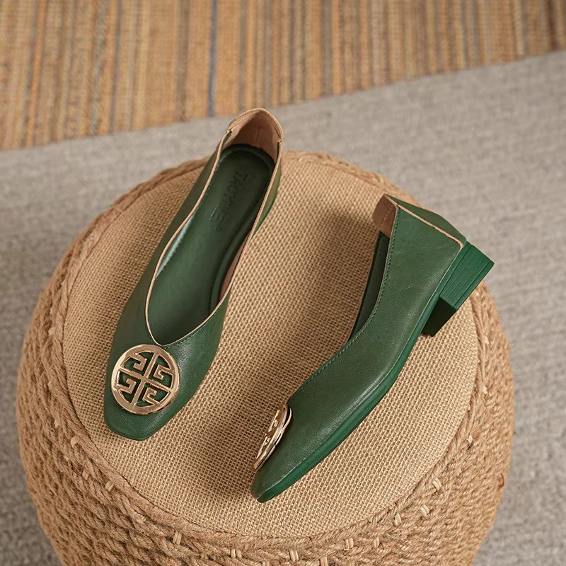 Orchard Leather Flats Black