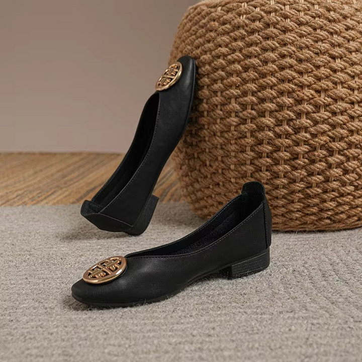 Orchard Leather Flats Green