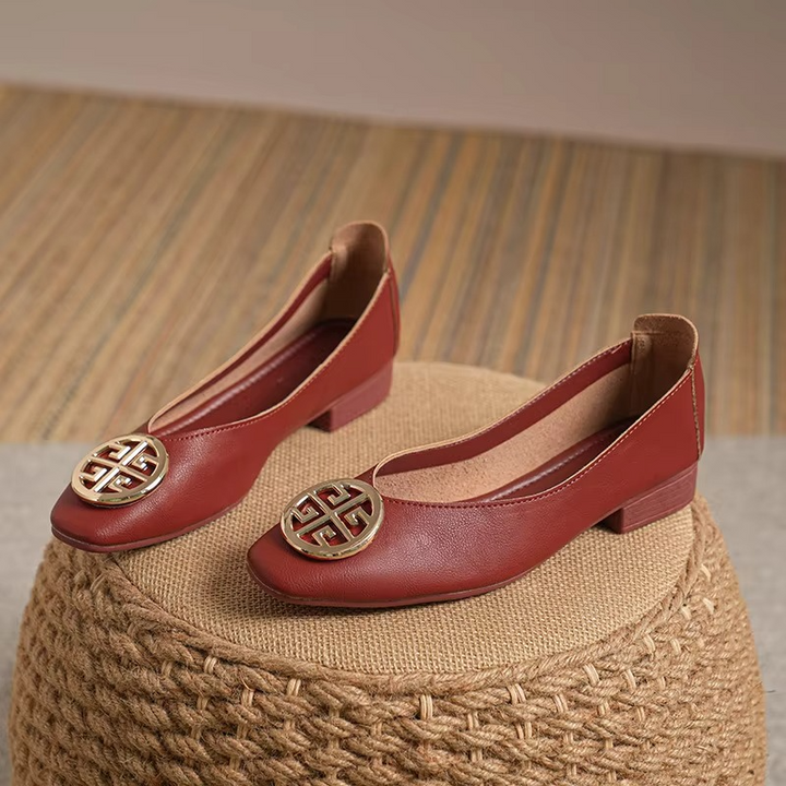 Orchard Leather Flats Black