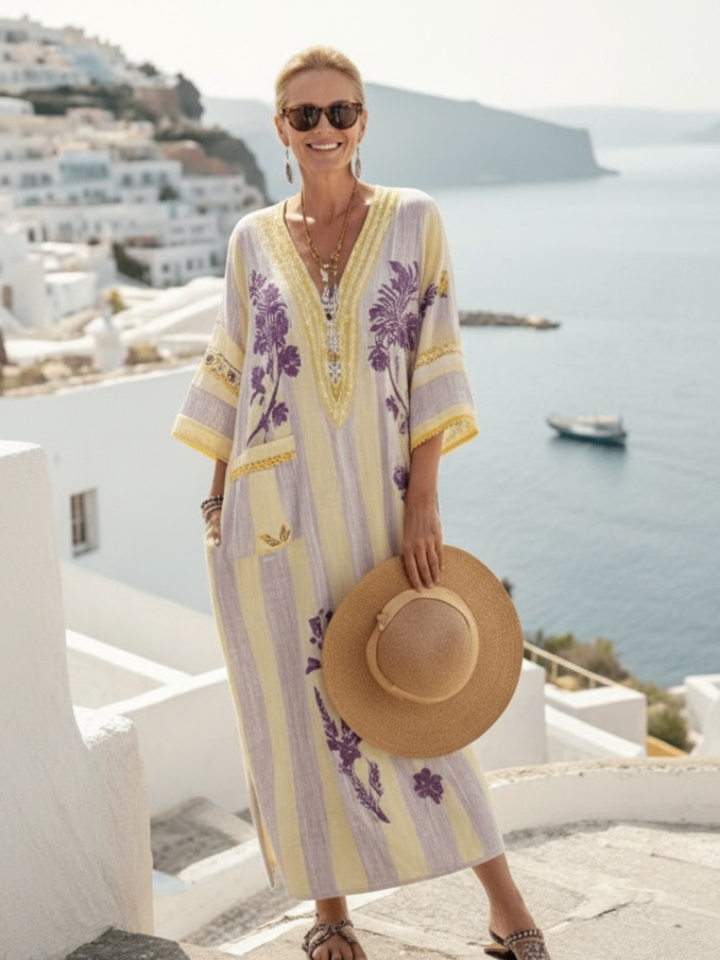 DELACROIX | Aurelia Striped Floral Maxi Dress