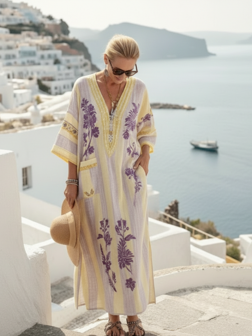DELACROIX | Aurelia Striped Floral Maxi Dress