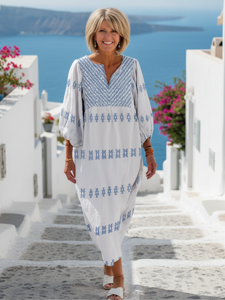 DELACROIX | Embroidered Maxi Dress with Evadne Sleeves