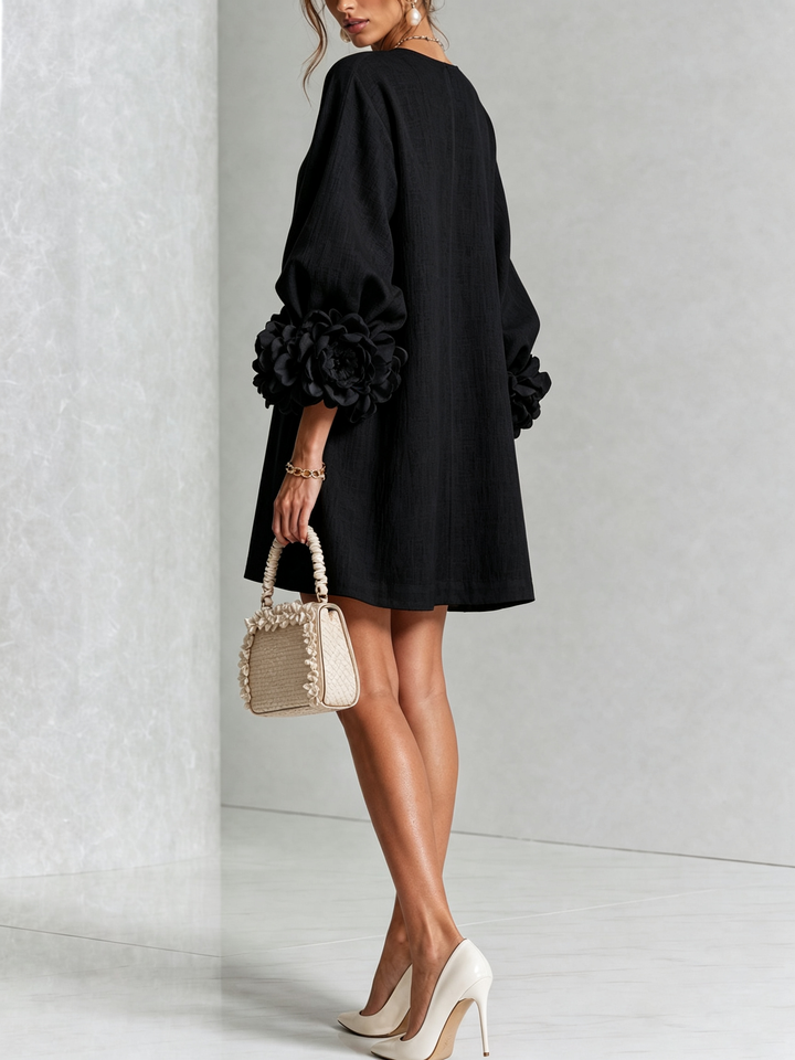 Rosamund | Floral-Cuff Button Mini Dress