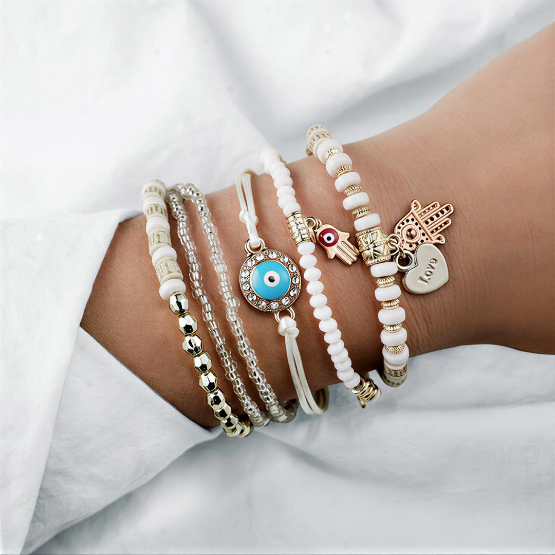 Elegant Gold Hamsa Bracelet Bundle
