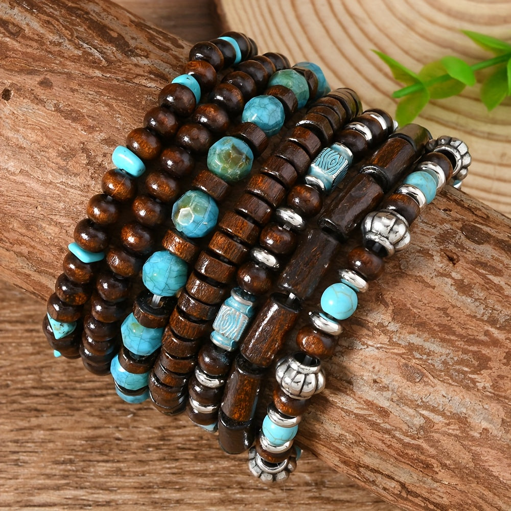 Turquoise Bead Bracelet 7 Piece Set