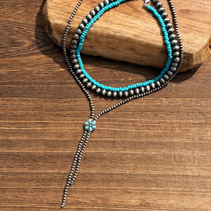 Layered Y-Chain Beaded Necklace Set (3 pcs)