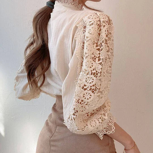 DELACROIX | Long Sleeve Blouse with Lace and Tove Details