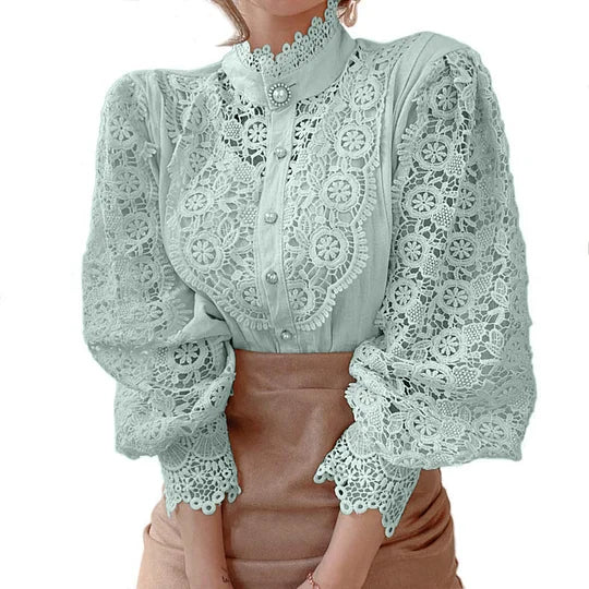 DELACROIX | Long Sleeve Blouse with Lace and Tove Details