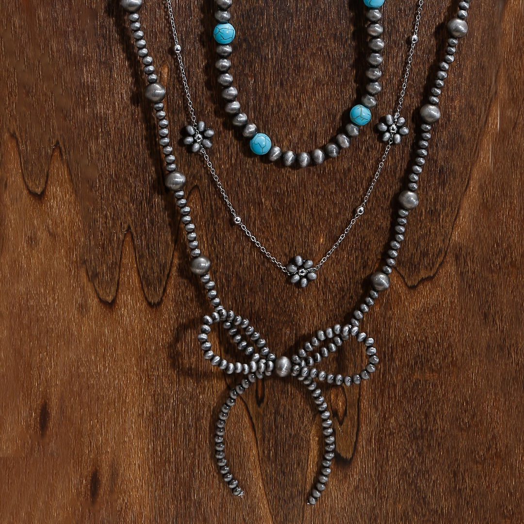 Turquoise Bow Necklace Set (3 pcs)
