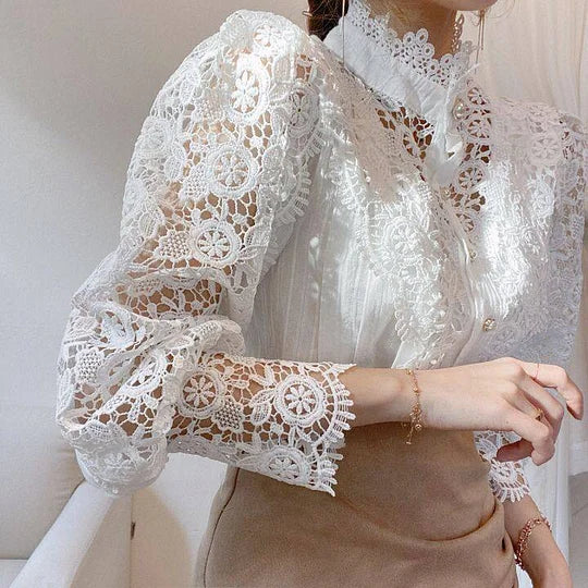 DELACROIX | Long Sleeve Blouse with Lace and Tove Details
