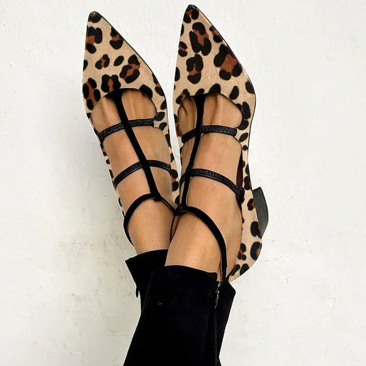 Franca | Heeled Shoes with Leopard Print Strap