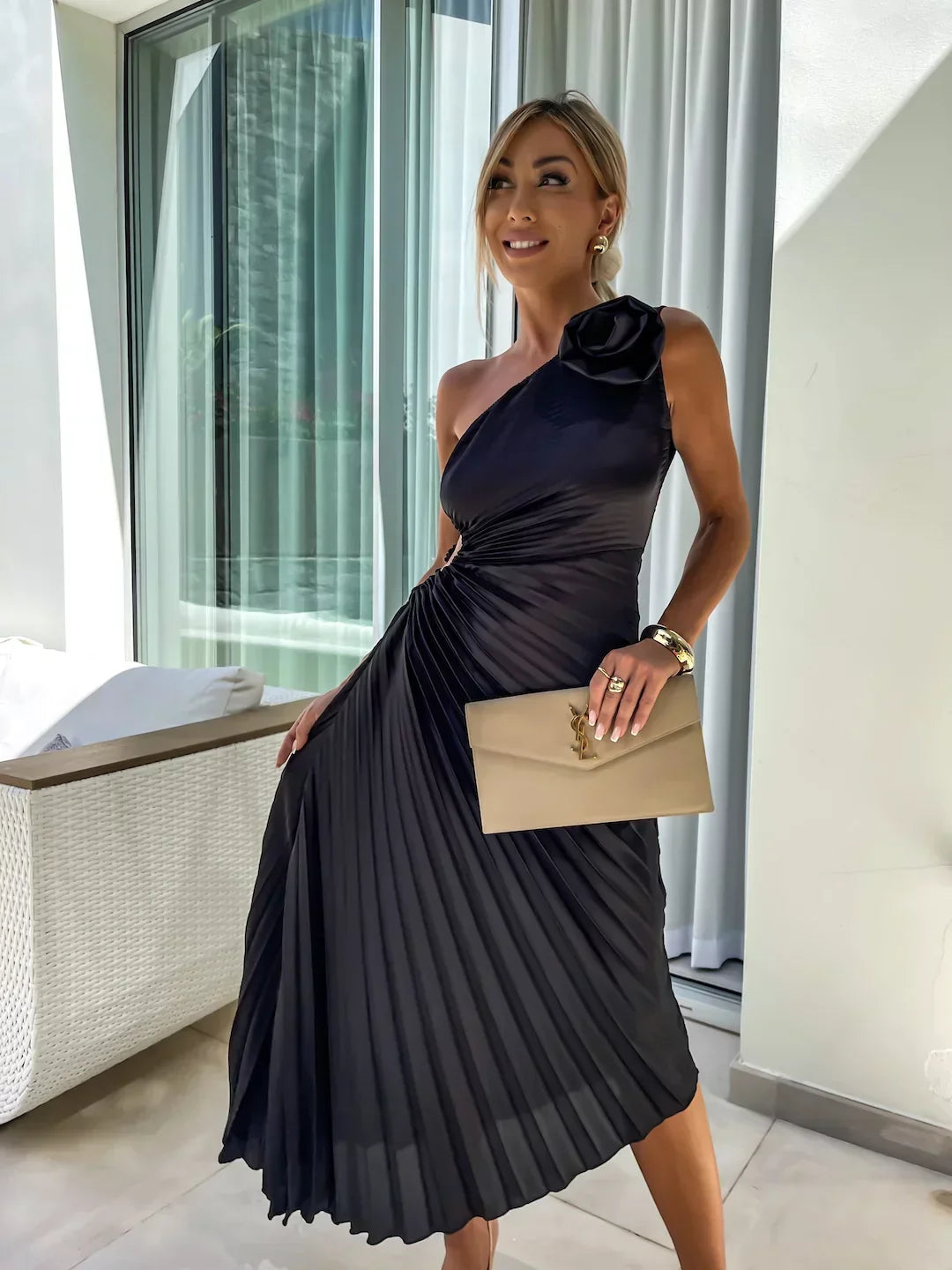 Floral One-Shoulder Maxi Dress