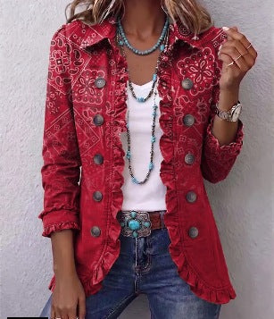 Gaia | Bohemian Ombre Paisley Frill Jacket