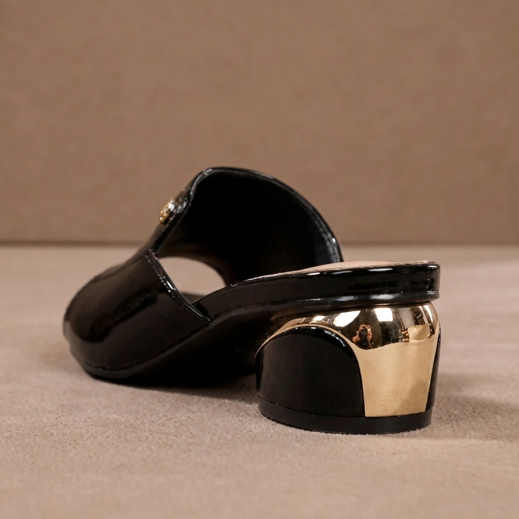 Mauve Patent Slide Heels Cream
