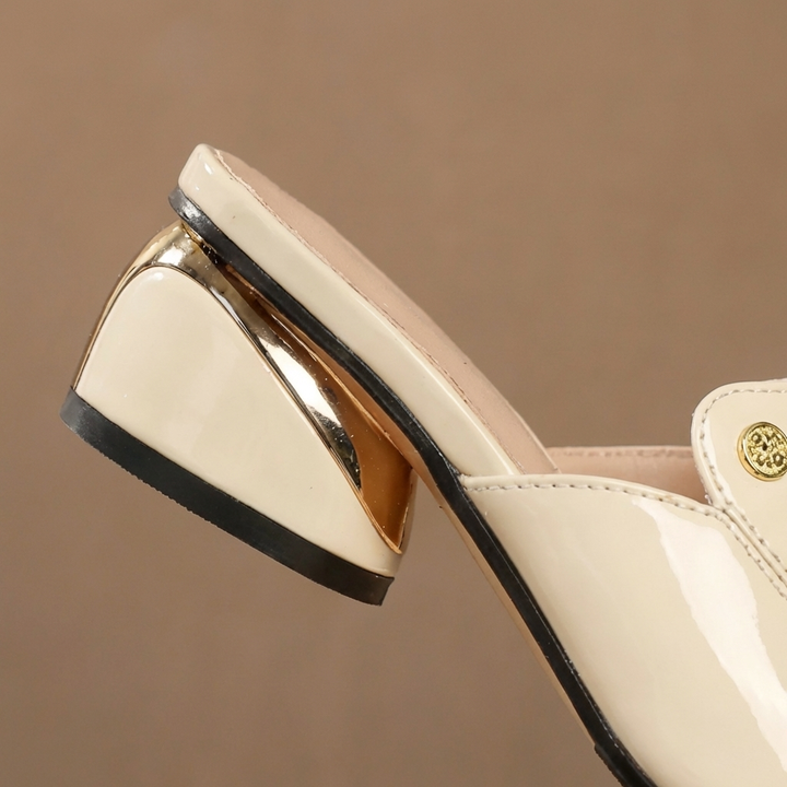 Mauve Patent Slide Heels Black