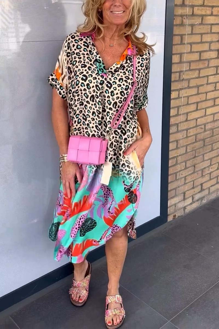 Relaxed Leopard Print Midi Dress