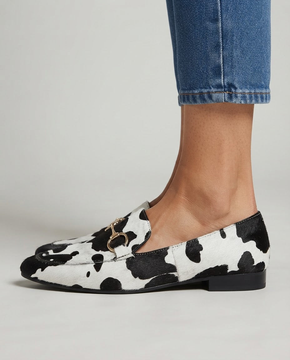Moccasin in White and Black Animal Print