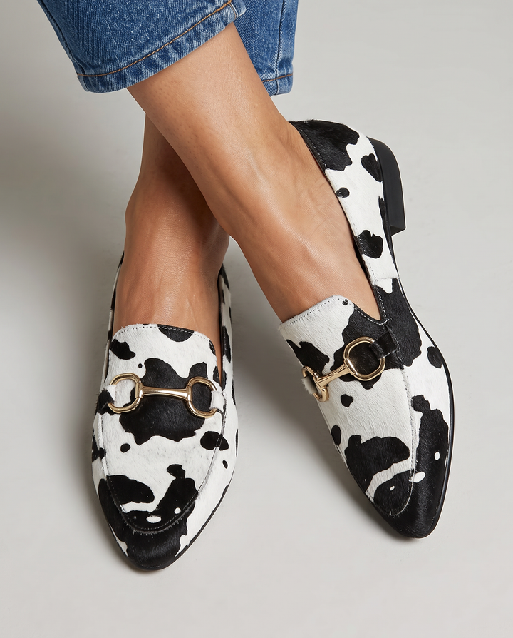 Moccasin in White and Black Animal Print