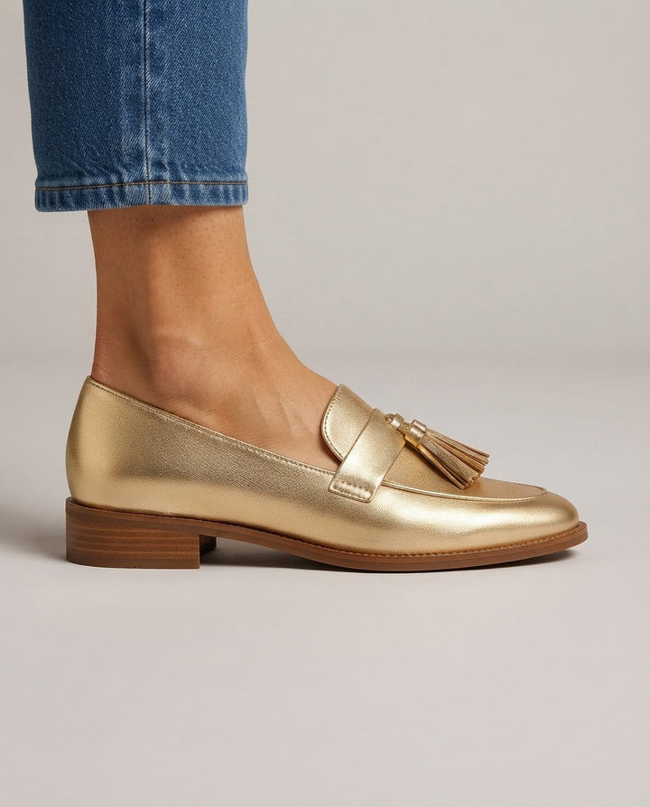 Dorotea Loafers — Gold with Tassels