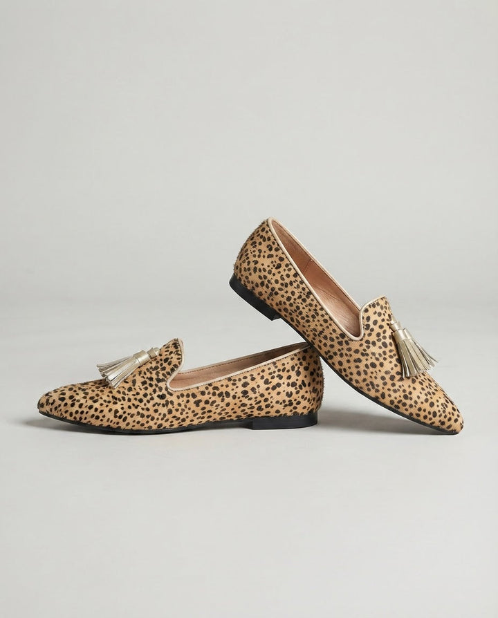 Ginevra Moccasin — Cheetah, Gold Tassels