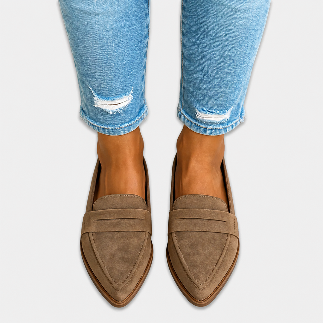 Irene Moccasin — Pointed Toe Suede Effect