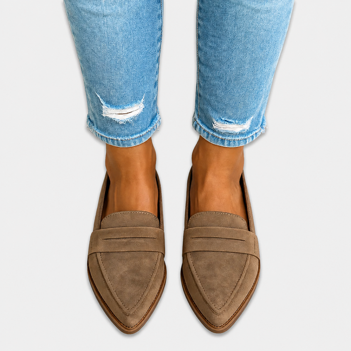 Irene Moccasin — Pointed Toe Suede Effect