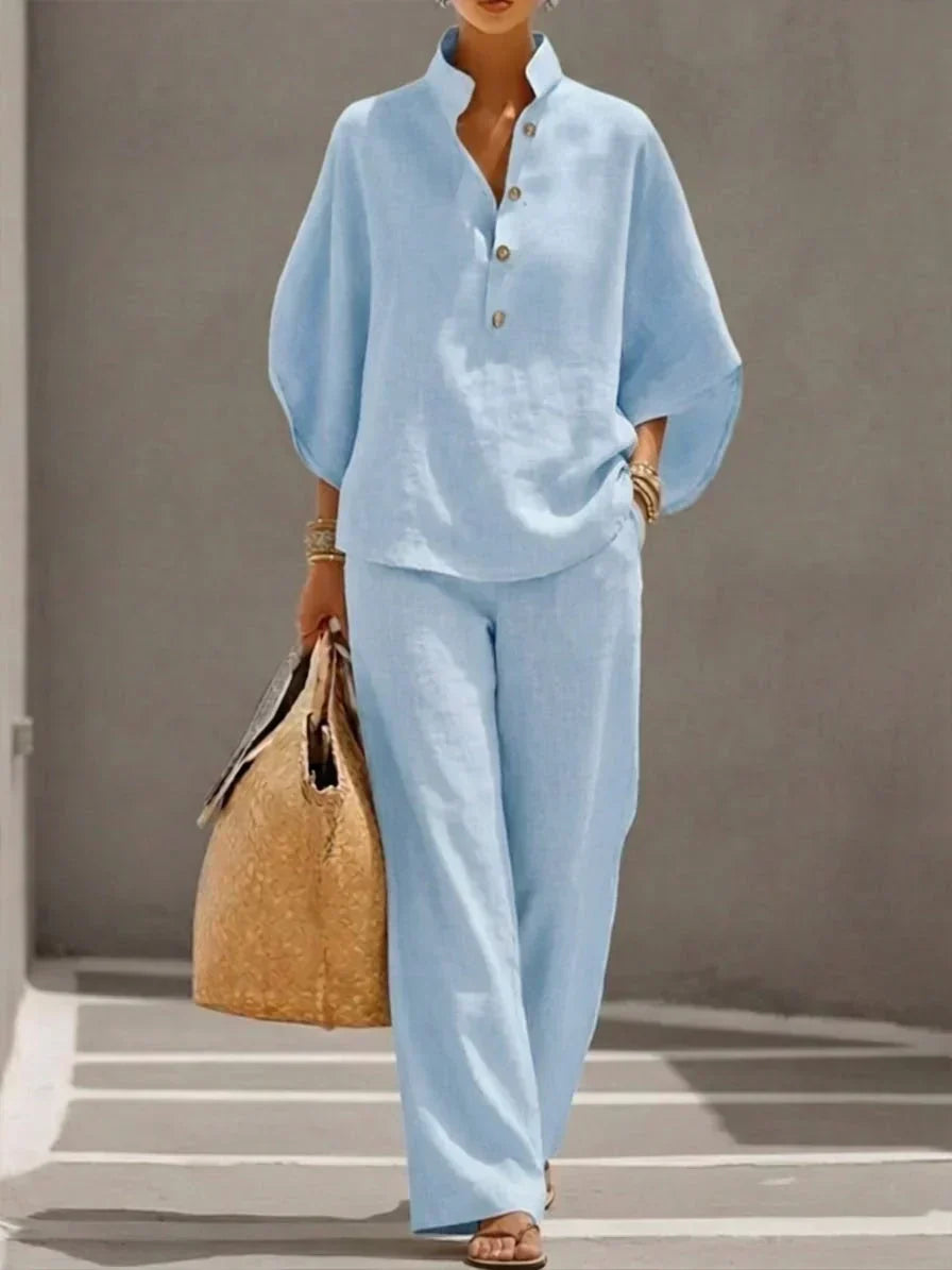 Maribel | Set with Batwing Sleeves and Wide Trousers