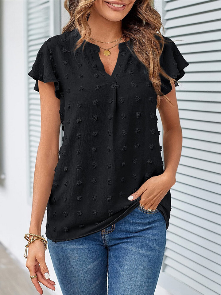 DELACROIX | Chic Patchwork Blouse with Ruffles Kari