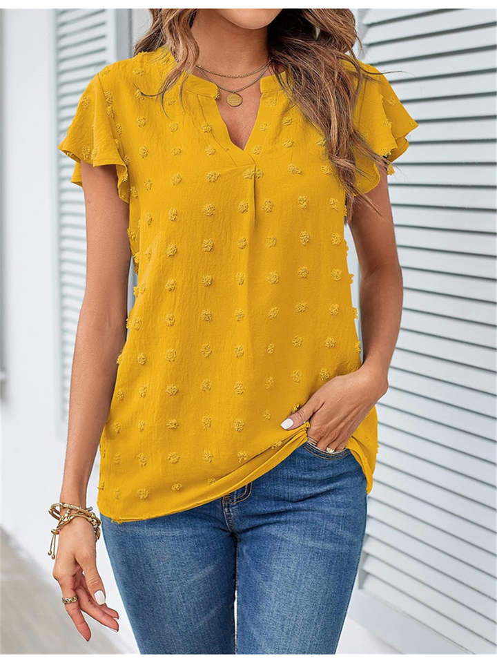 DELACROIX | Chic Patchwork Blouse with Ruffles Kari