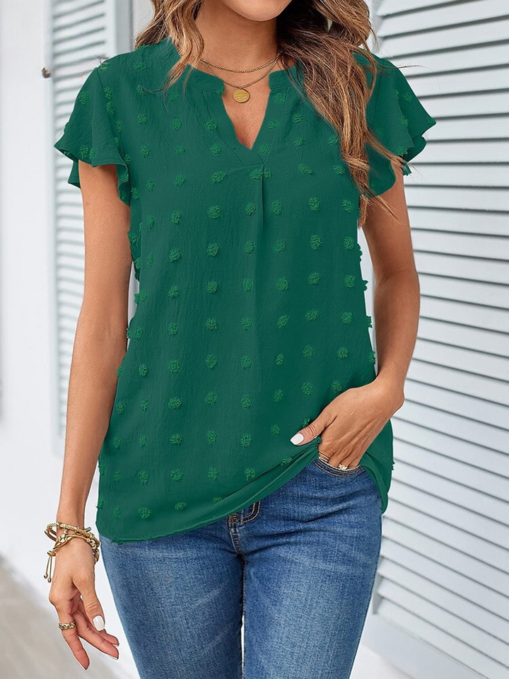 DELACROIX | Chic Patchwork Blouse with Ruffles Kari
