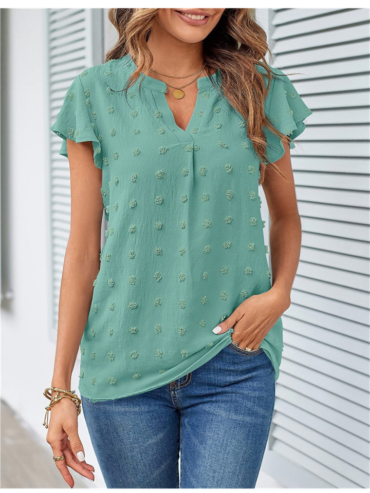 DELACROIX | Chic Patchwork Blouse with Ruffles Kari
